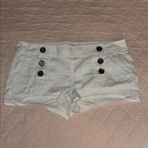 White Cargo Shorts with Textured Fabric and Low-Rise Waist